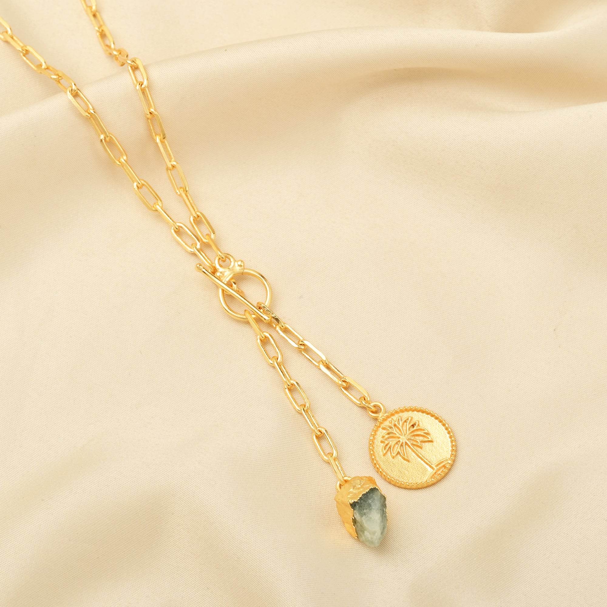 Palm Tree with Aquamarine Gemstone Necklaces - La Vitá Jewels