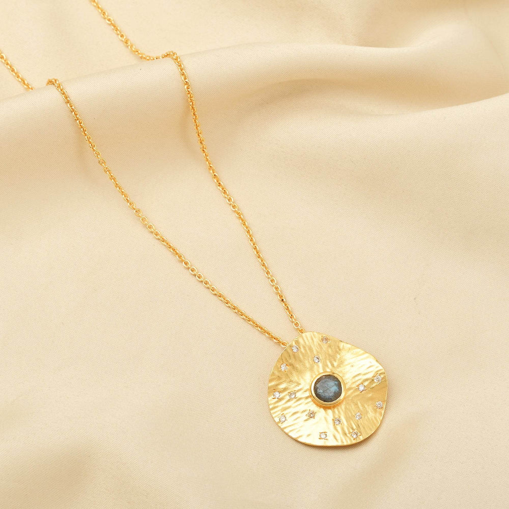 Labradorite and White CZ Sparkling Awareness Necklace - La Vitá Jewels