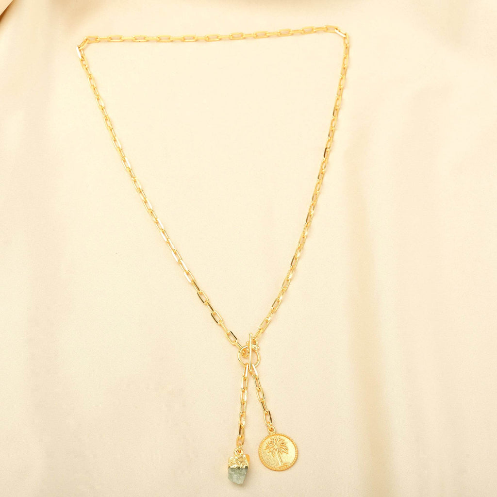 Palm Tree with Aquamarine Gemstone Necklaces - La Vitá Jewels