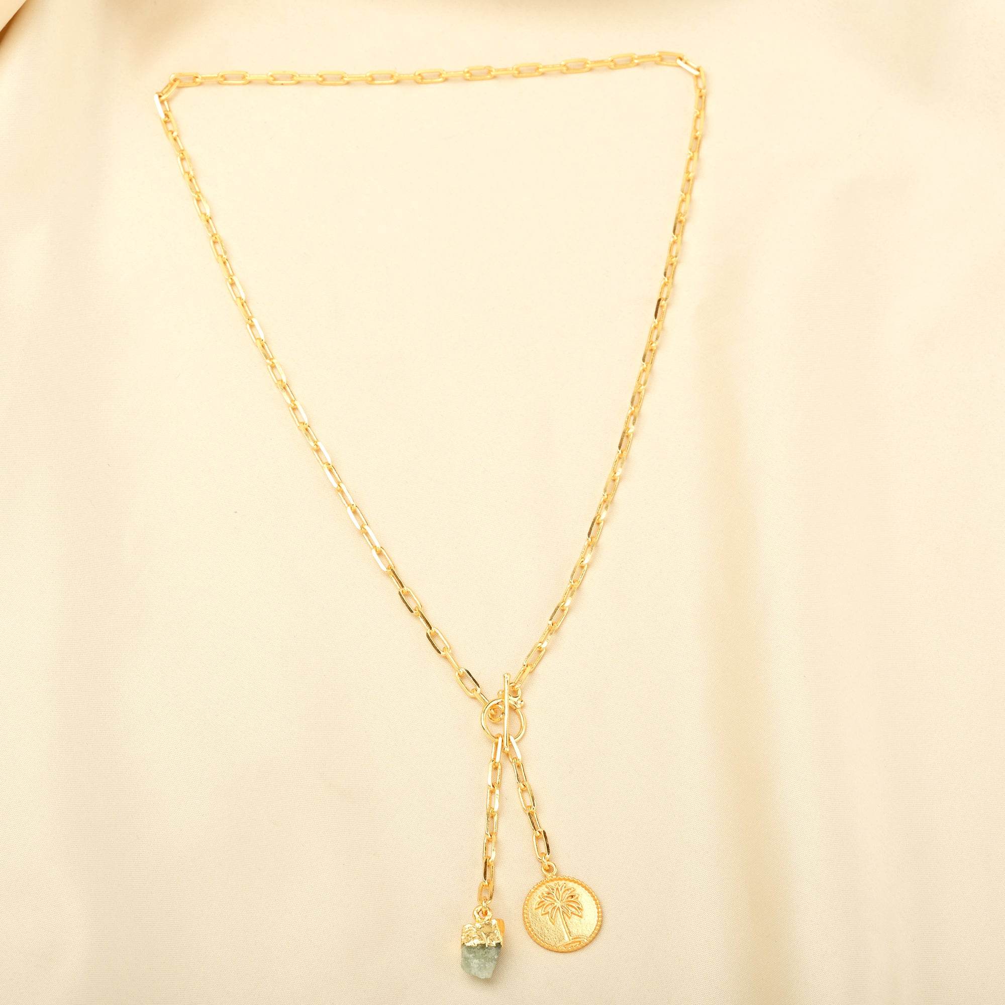 Palm Tree with Aquamarine Gemstone Necklaces - La Vitá Jewels