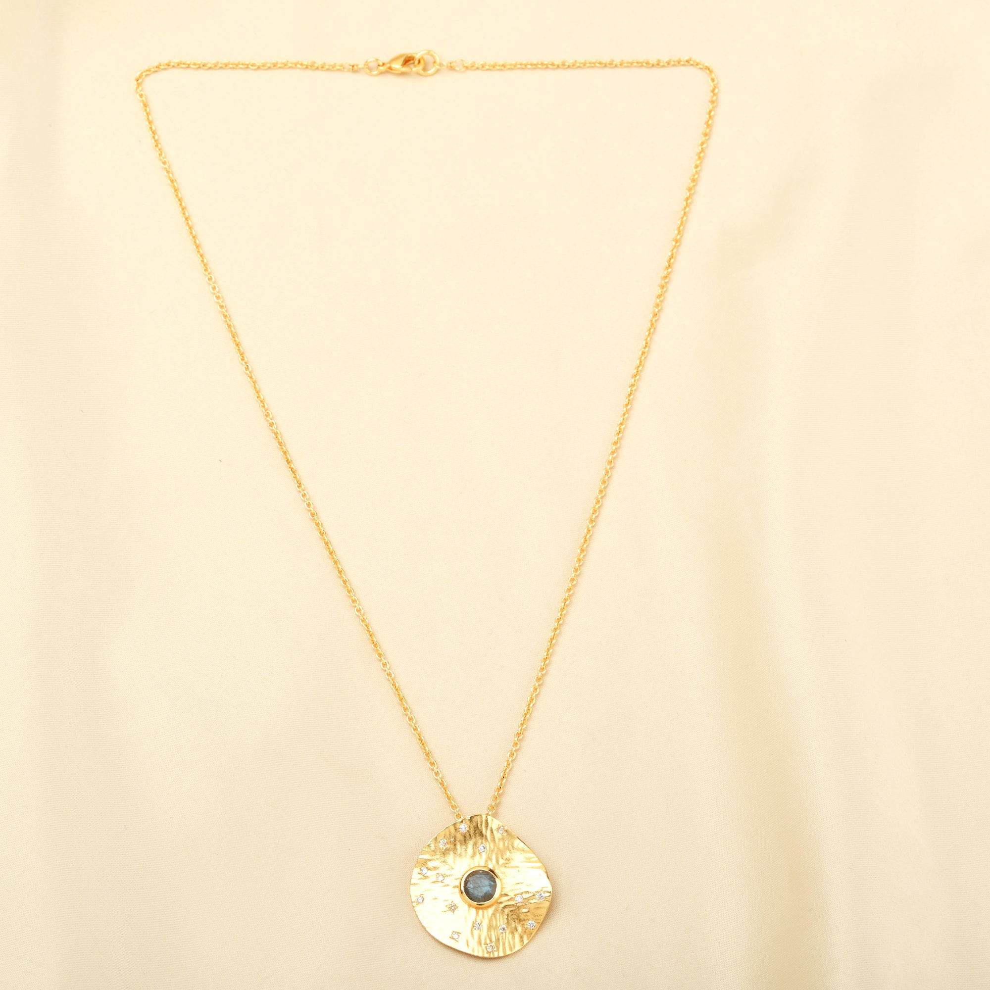 Labradorite and White CZ Sparkling Awareness Necklace - La Vitá Jewels