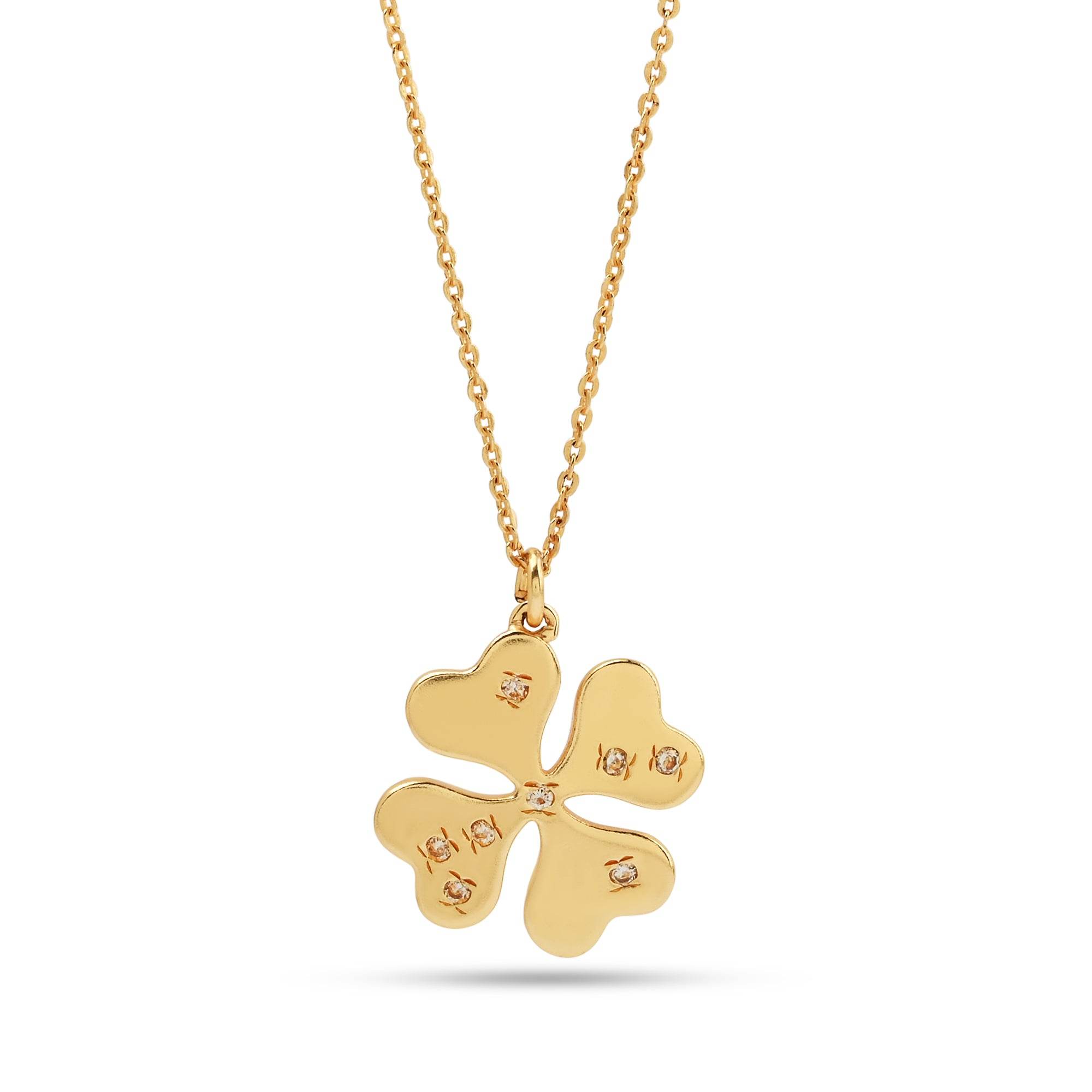 White Cubic Zirconia Clover Pendant Necklaces - La Vitá Jewels