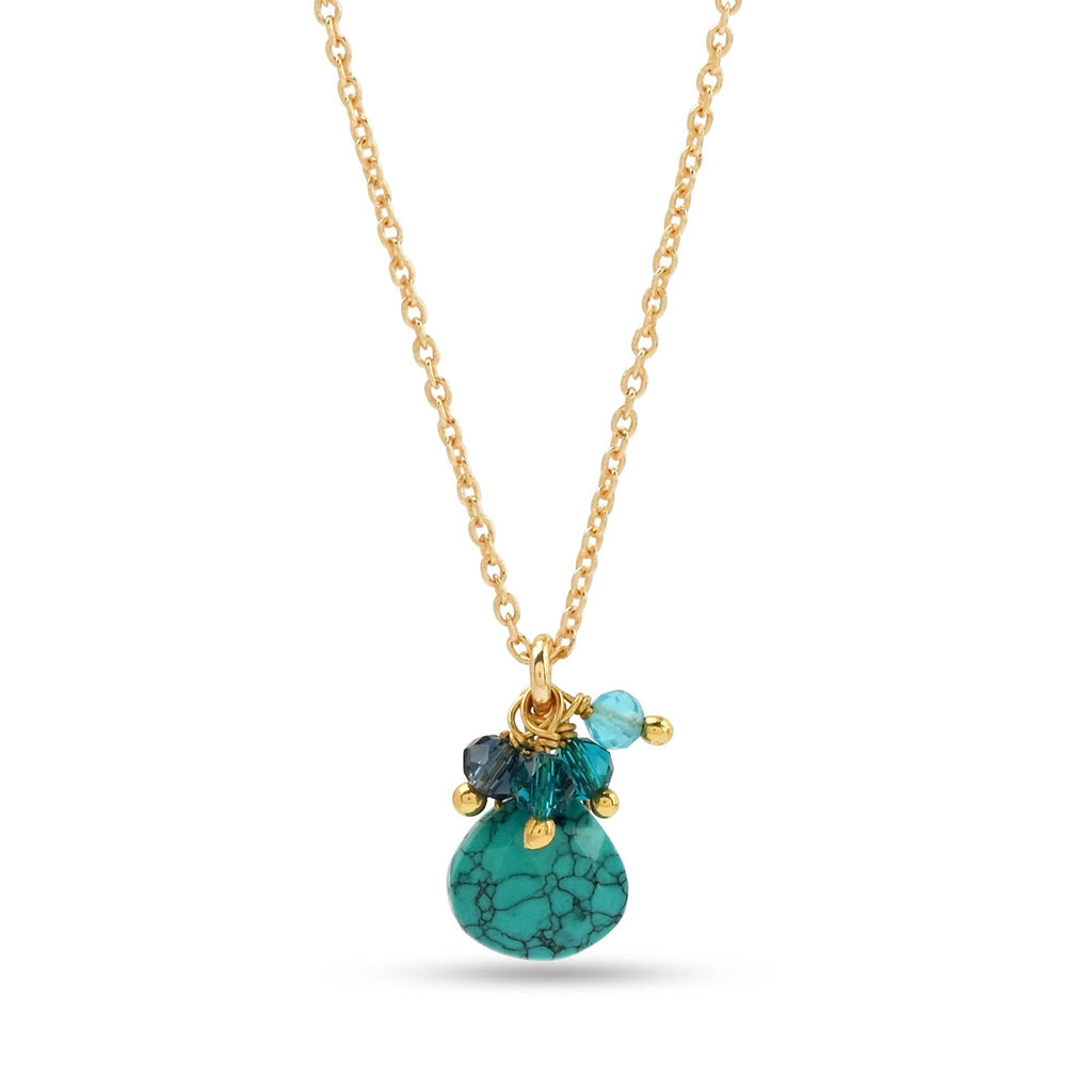 Multi Beads with Turquoise Drop Necklace - La Vitá Jewels