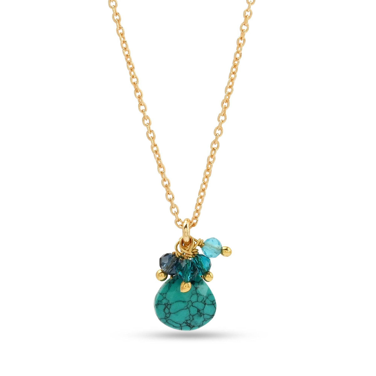 Multi Beads with Turquoise Drop Necklace - La Vitá Jewels