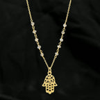 Labradorite Beads with Hamsa Protection Necklace - La Vitá Jewels