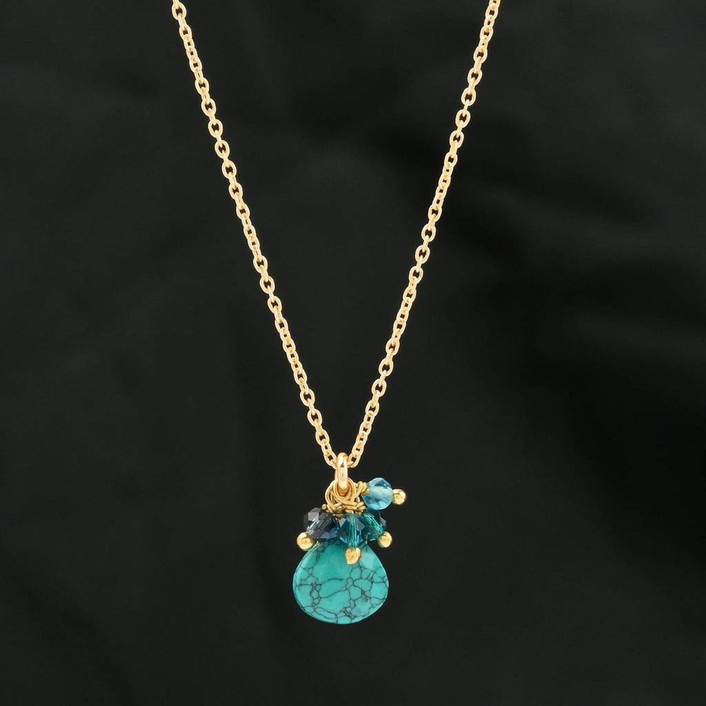 Multi Beads with Turquoise Drop Necklace - La Vitá Jewels