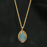 Aqua Chalcedony Gemstone Necklaces