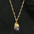 Amethyst Rough with Metal Beads Necklaces - La Vitá Jewels
