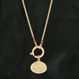 Oval Metal Disc White CZ Necklaces