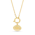 Oval Metal Disc White Cubic Zirconia Necklaces - La Vitá Jewels