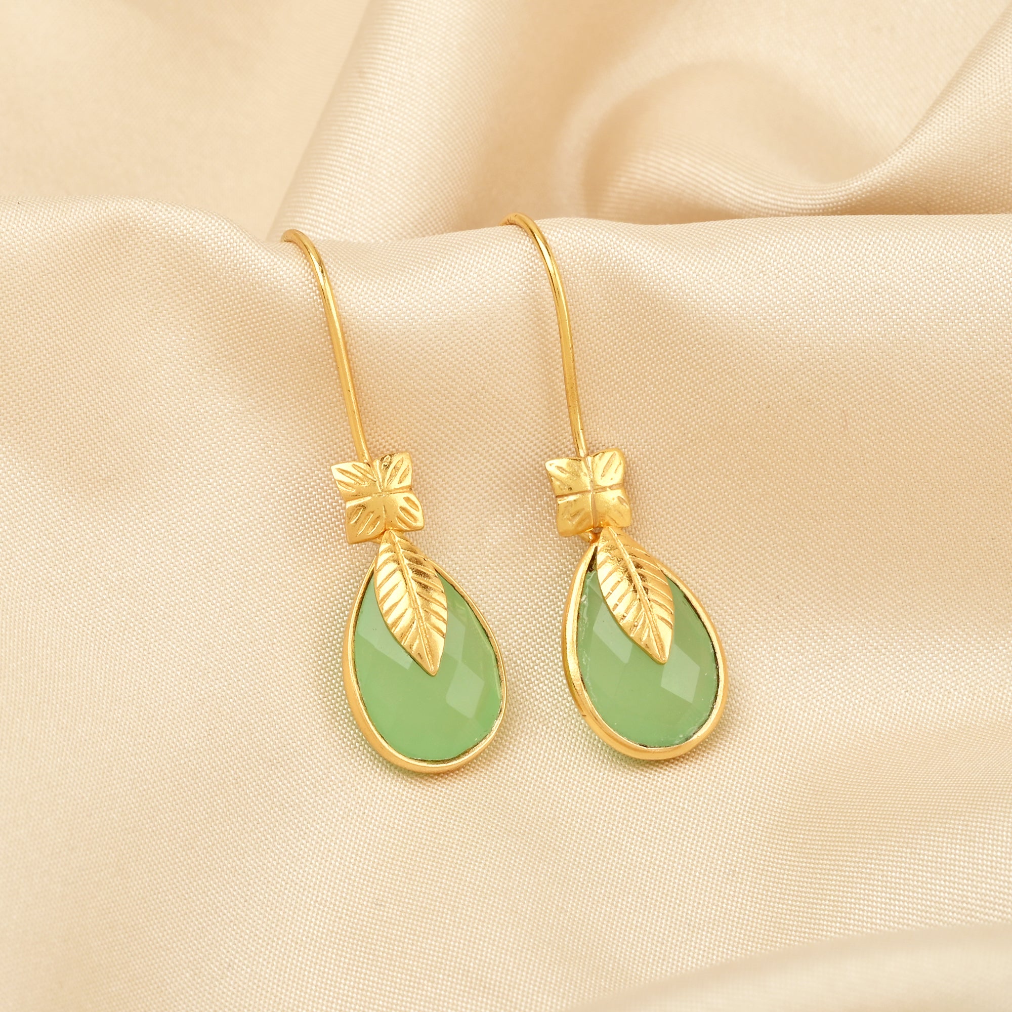 London BT and Green Chalcedony Dangle Earrings