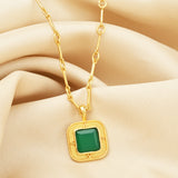 Square Cut Green Onyx Necklaces