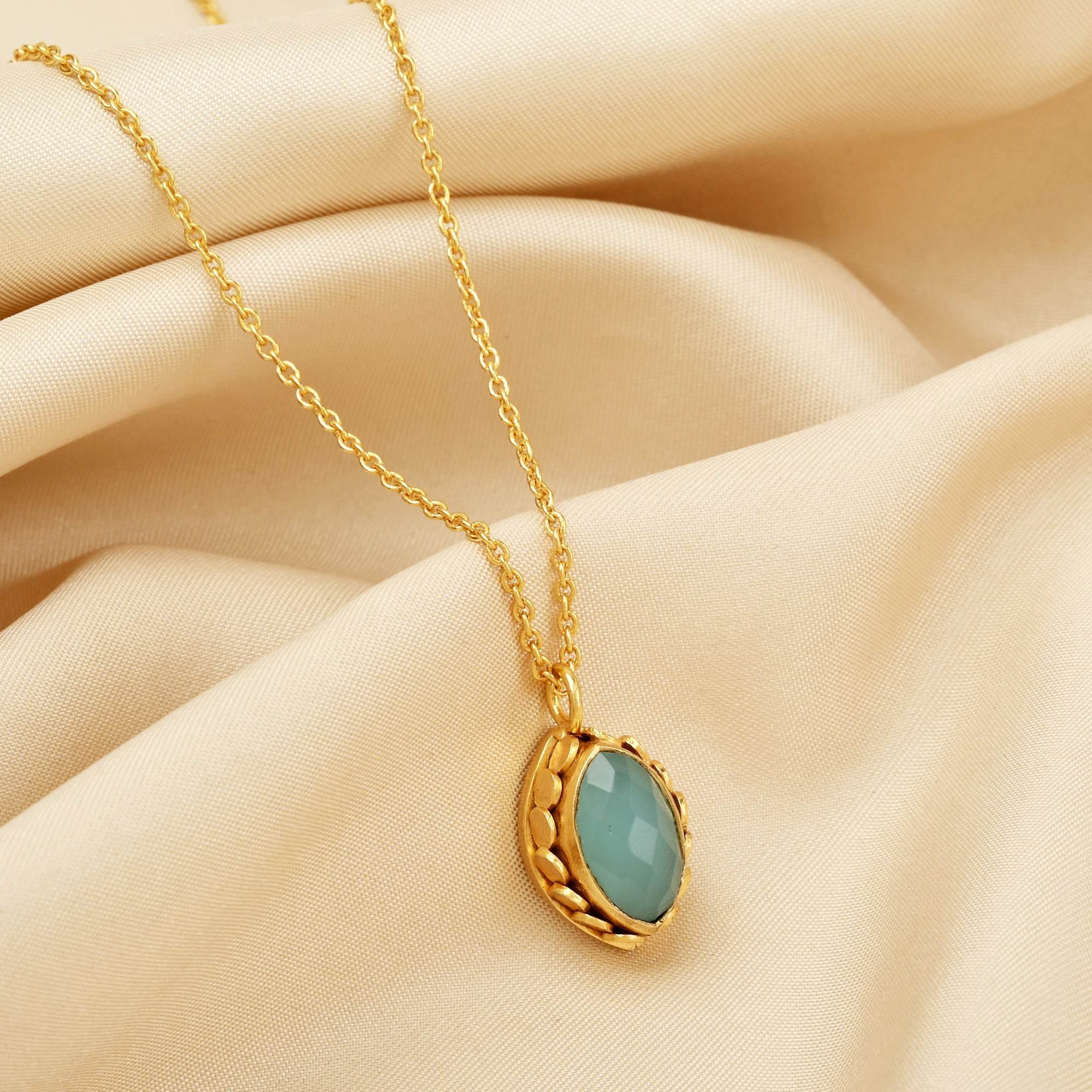 Soulful Rejuvenation Aqua Chalcy Gemstone Necklace - La Vitá Jewels