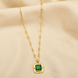 Square Cut Green Onyx Necklaces