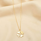 White Cubic Zirconia Clover Pendant Necklaces - La Vitá Jewels
