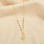 Labradorite Beads with Hamsa Protection Necklace - La Vitá Jewels
