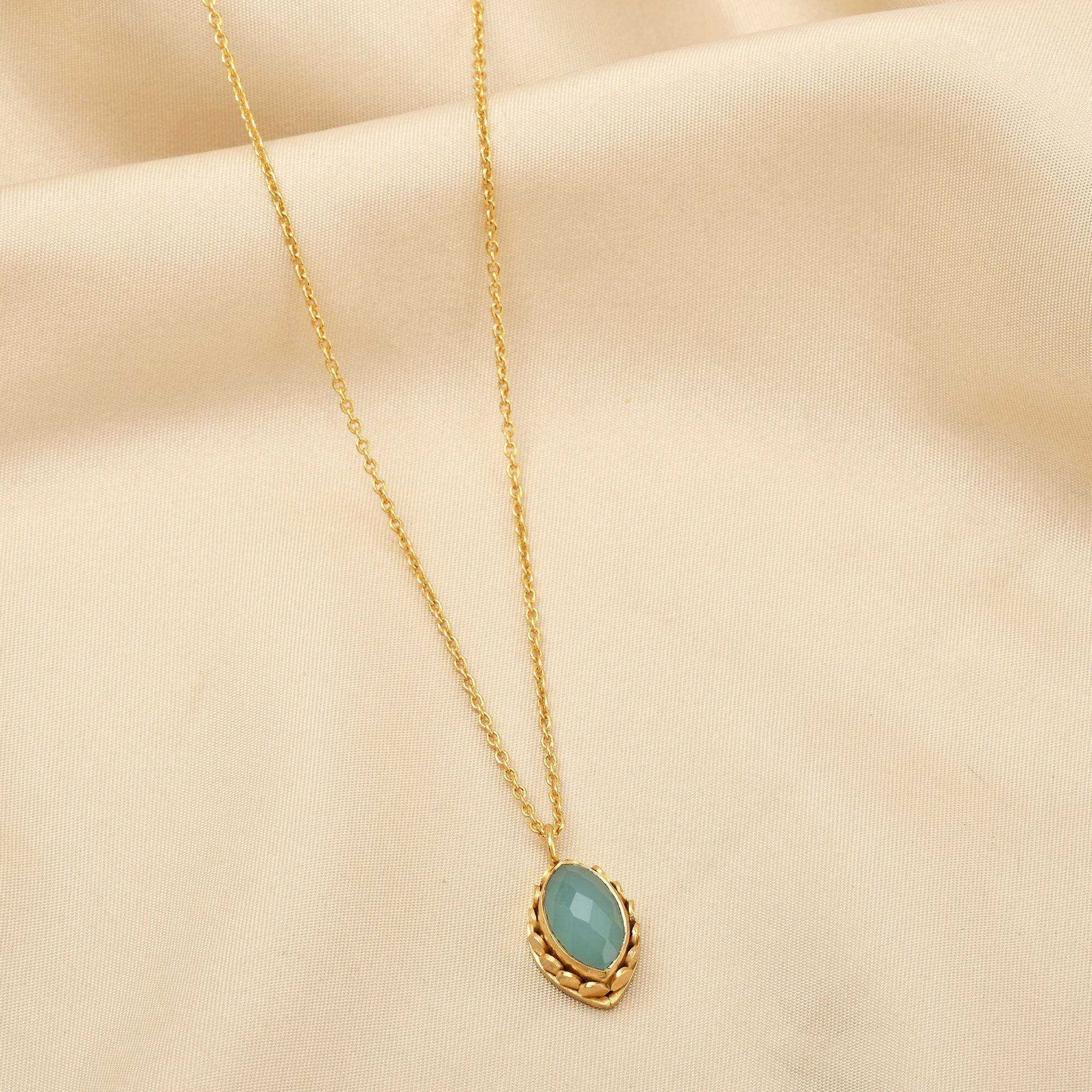 Soulful Rejuvenation Aqua Chalcy Gemstone Necklace - La Vitá Jewels