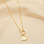 Oval Metal Disc White Cubic Zirconia Necklaces - La Vitá Jewels