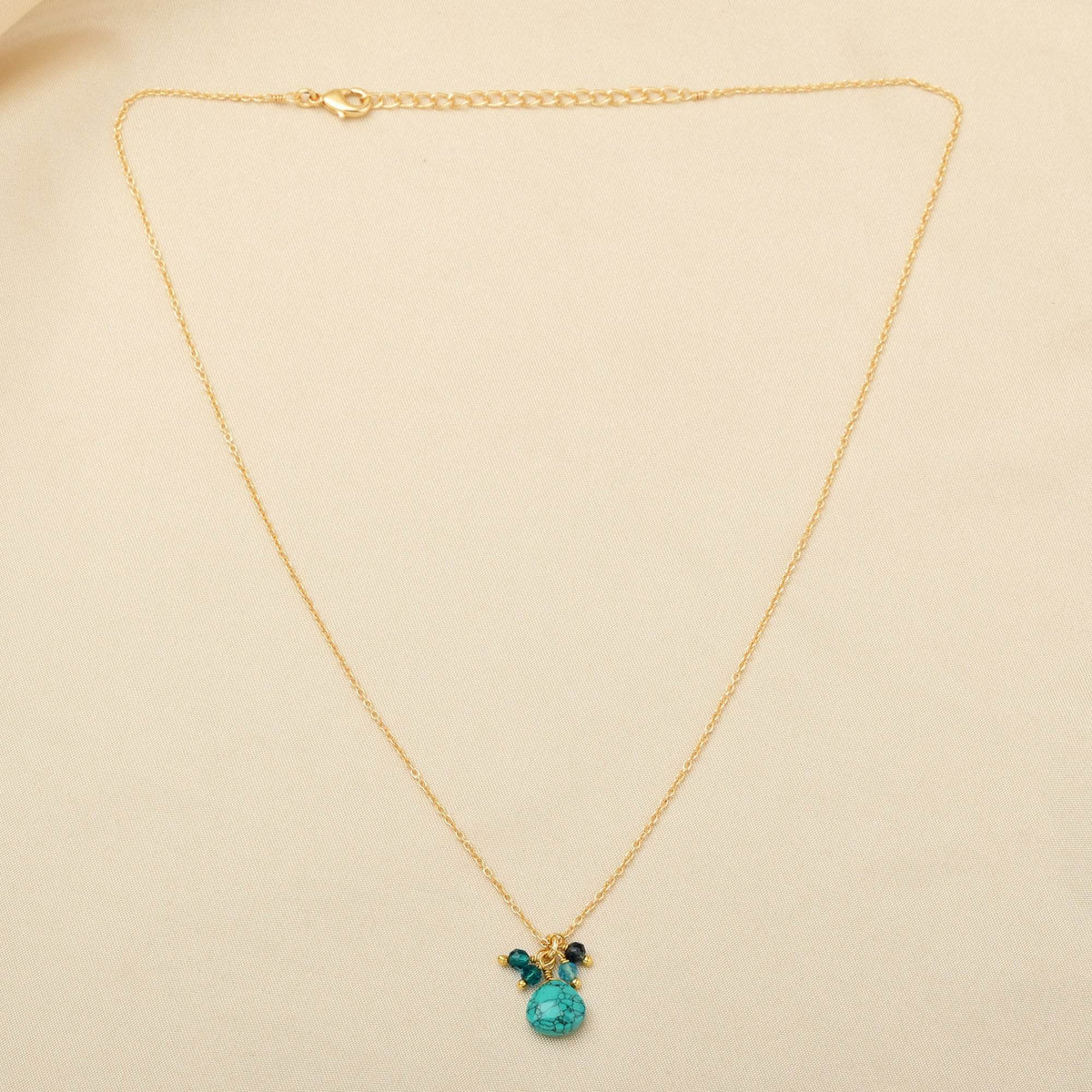 Multi Beads with Turquoise Drop Necklace - La Vitá Jewels
