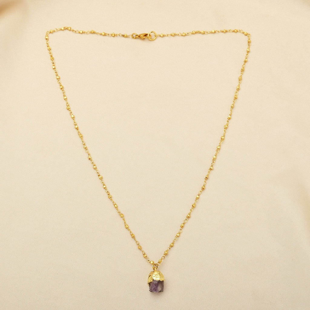 Amethyst Rough with Metal Beads Necklaces - La Vitá Jewels