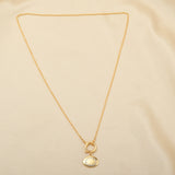Oval Metal Disc White CZ Necklaces