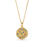 Multi CZ with Round Disc Texture Necklaces