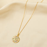Multi CZ with Round Disc Texture Necklaces