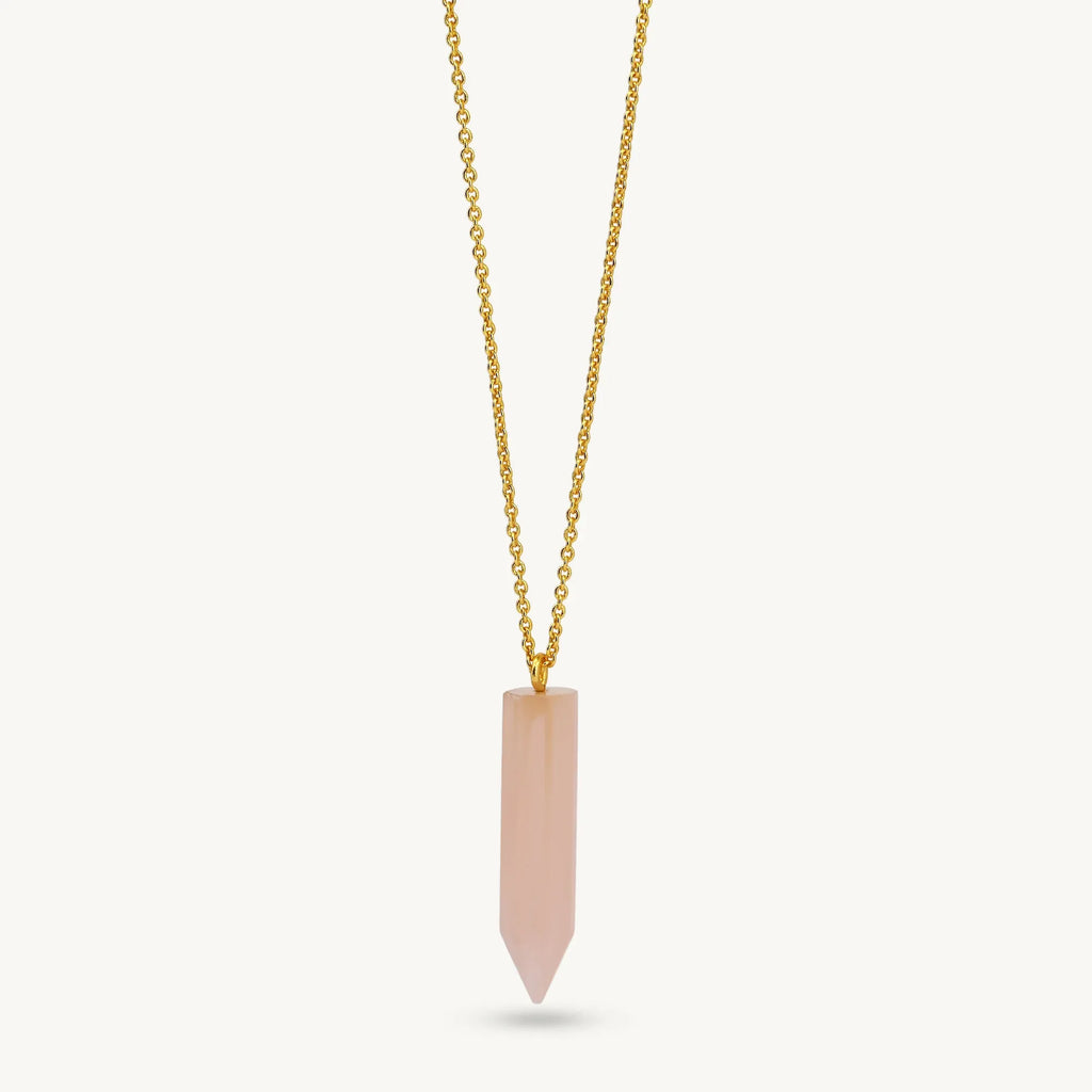 Rose Quartz Crystal Point Necklace - La Vitá Jewels