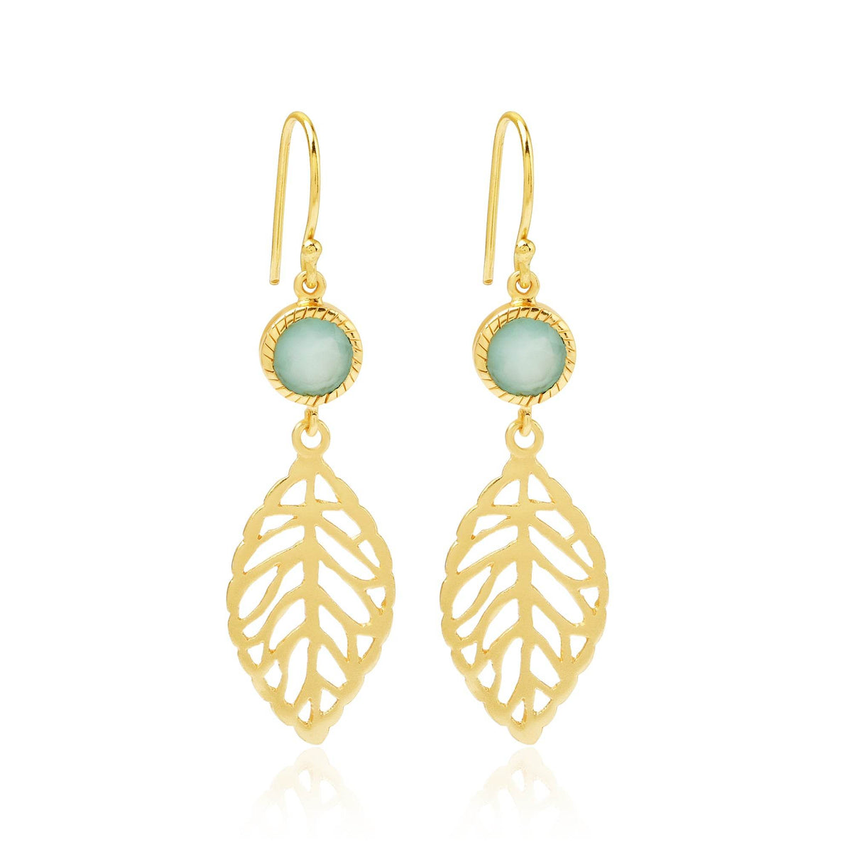 Feather Truth Aqua Chalcedony Earrings - La Vitá Jewels