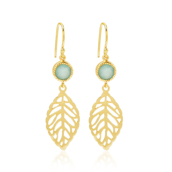 Feather Truth Aqua Chalcedony Earrings - La Vitá Jewels