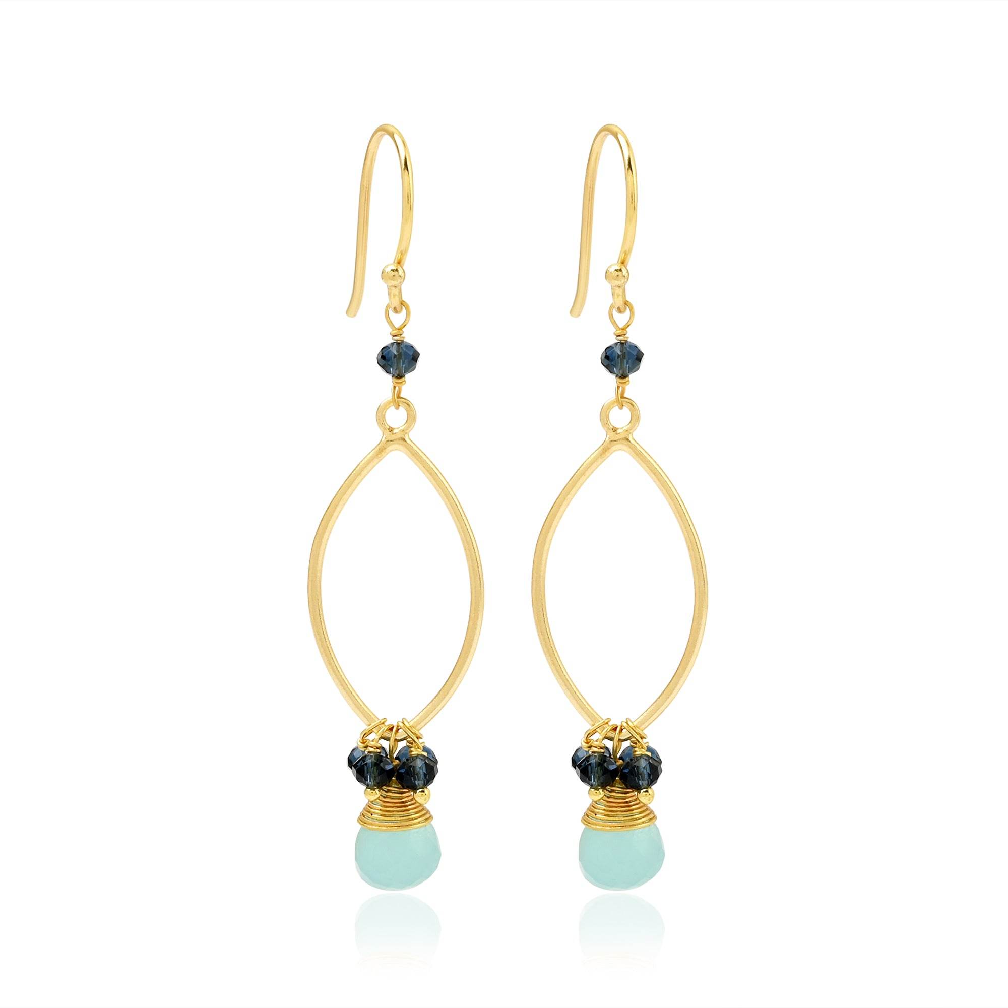 Gemstone Whispers Aqua and Iolite Earrings - La Vitá Jewels