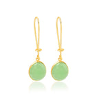 Green Chalcedony and Blue Sapphire Dangle Earrings - La Vitá Jewels