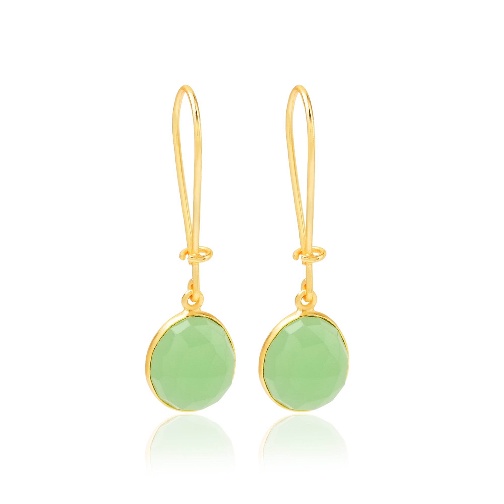 Green Chalcedony and Blue Sapphire Dangle Earrings - La Vitá Jewels