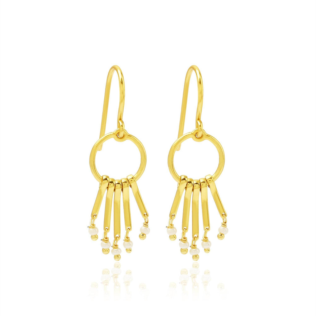 Fresh Water Pearls Fringe Dangle Earrings - La Vitá Jewels