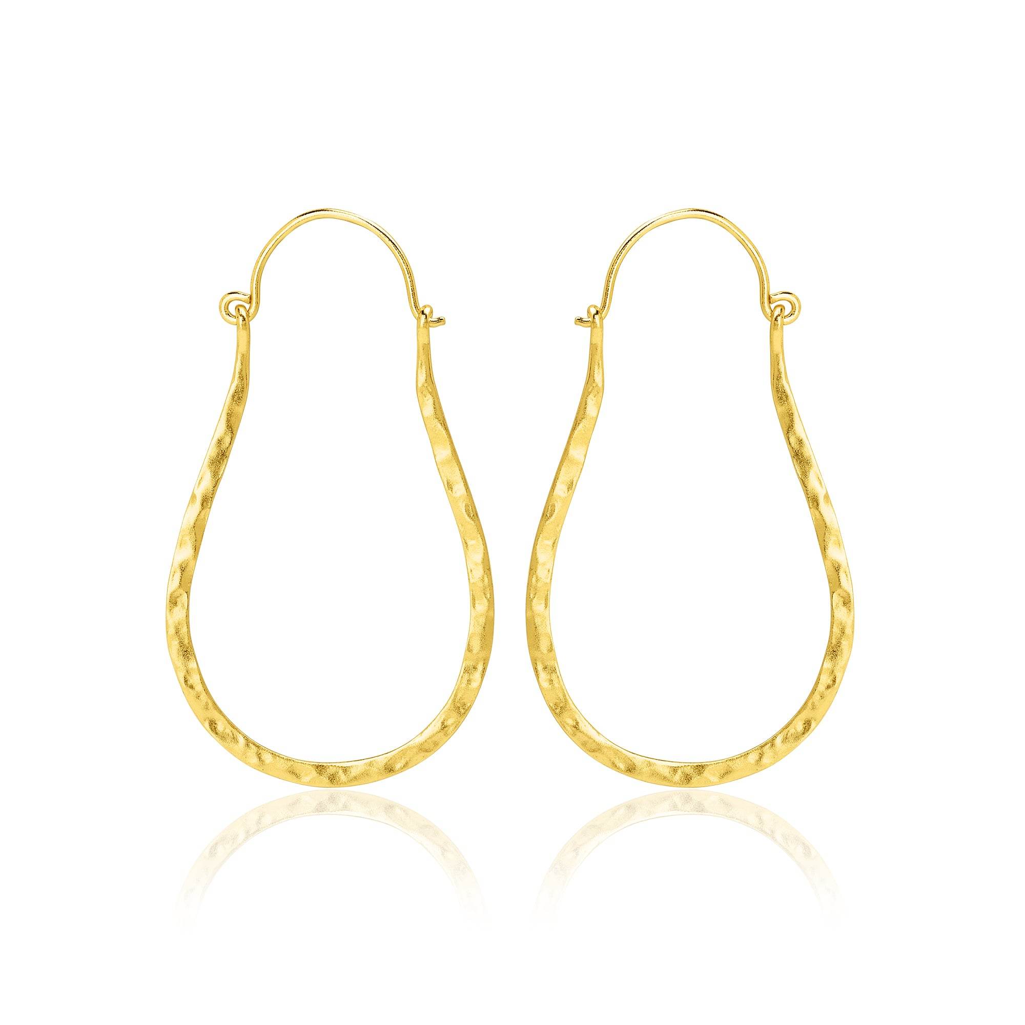 Textured Long Hoop Earrings - La Vitá Jewels