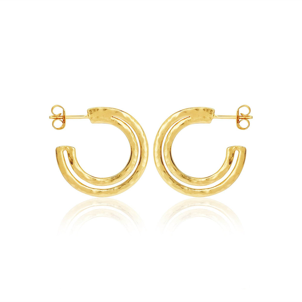 Golden Symphony Textured Hoops - La Vitá Jewels