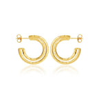 Golden Symphony Textured Hoops - La Vitá Jewels