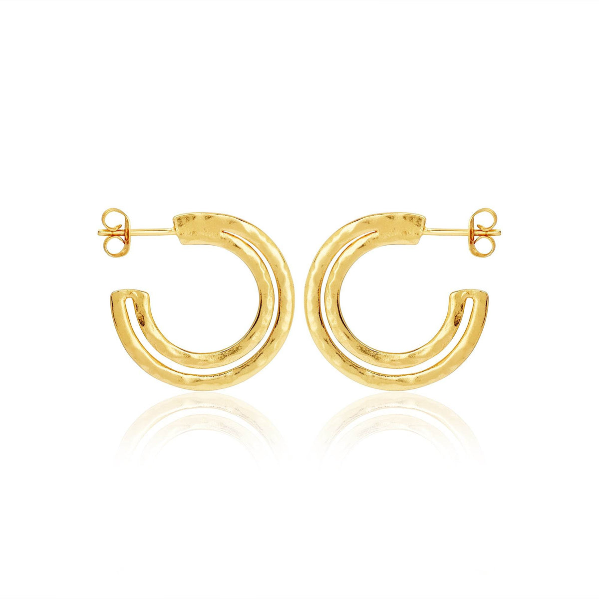 Golden Symphony Textured Hoops - La Vitá Jewels