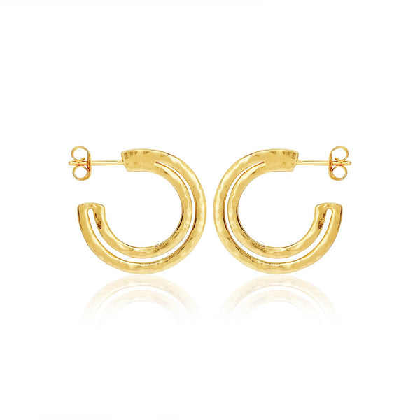Golden Symphony Textured Hoops - La Vitá Jewels