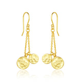 Round Disc Hammered Dangle Earrings