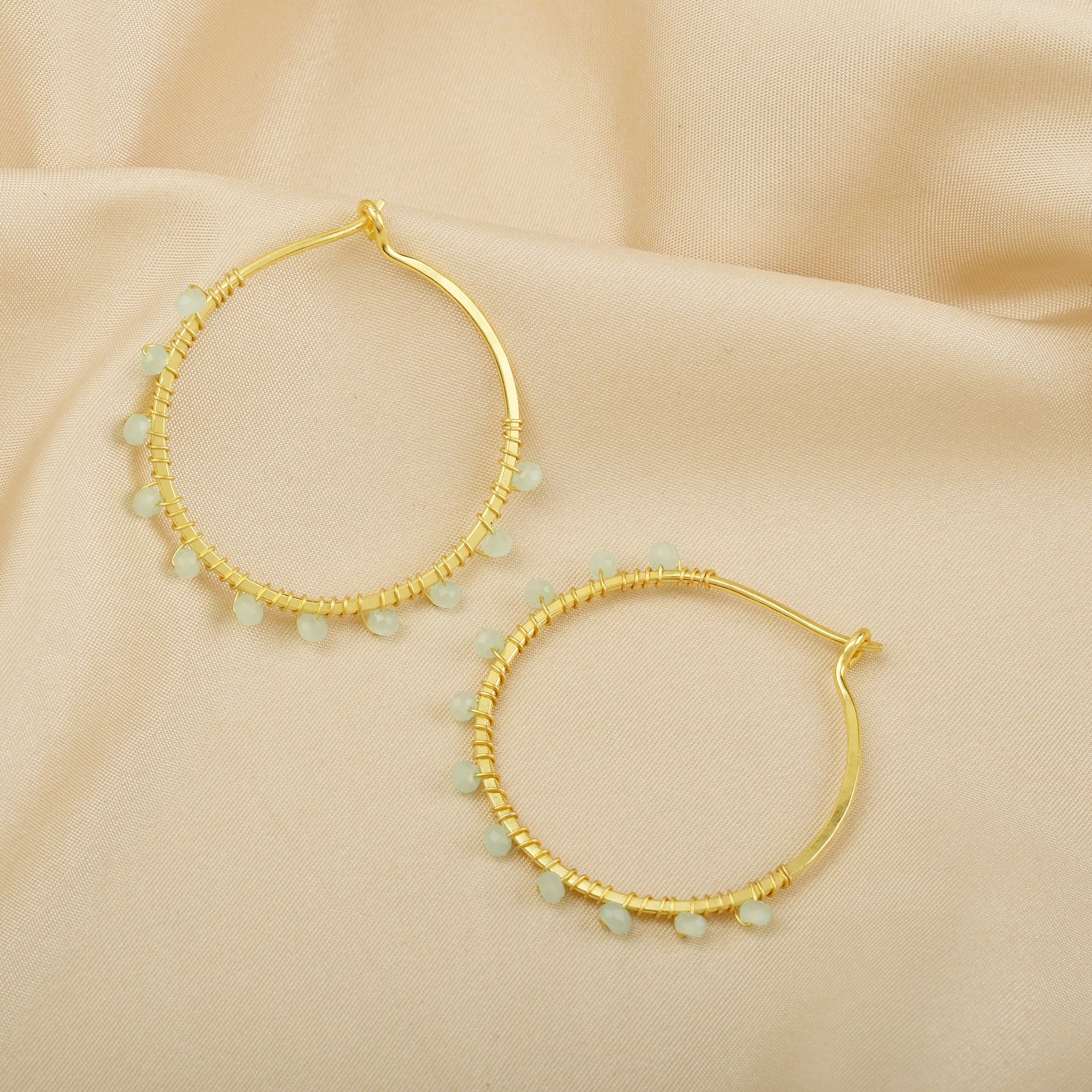 Gold Wire Wrapped Hoop Earrings