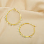 Gold Wire Wrapped Tourmaline Beads Hoop Earrings - La Vitá Jewels
