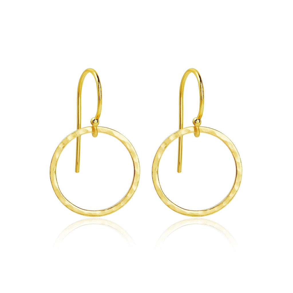 Circle Hammered Dangle Earrings - La Vitá Jewels