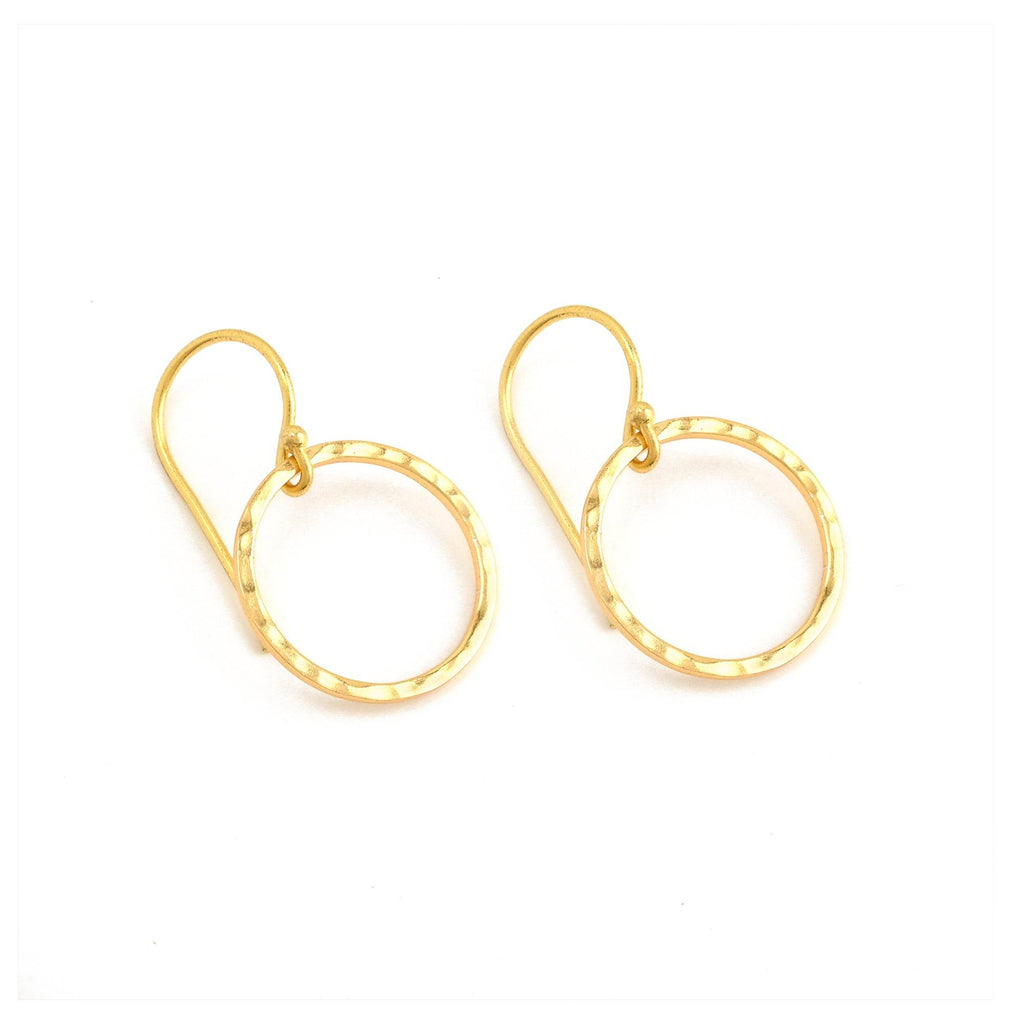 Circle Hammered Dangle Earrings - La Vitá Jewels