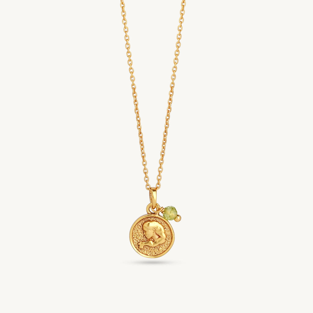 Gold Zodiac Sign Birthstone Necklace