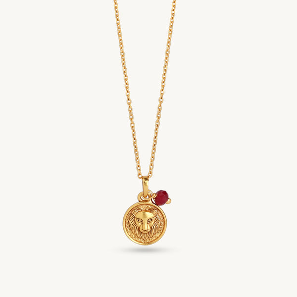 Gold Zodiac Sign Birthstone Necklace