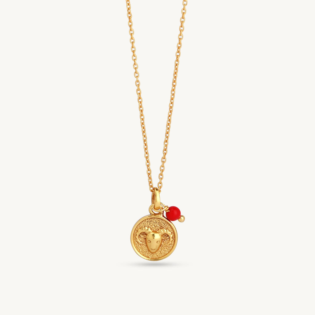 Gold Zodiac Sign Birthstone Necklace