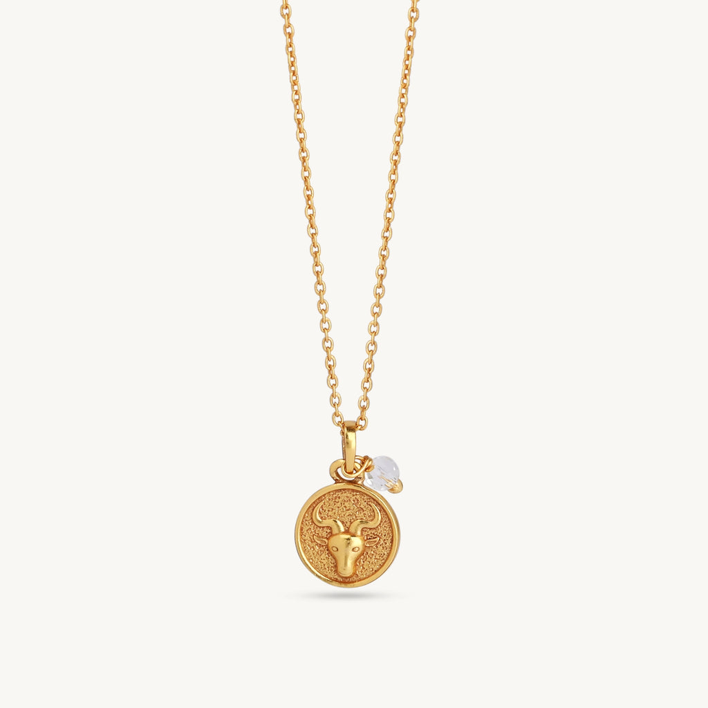 Gold Zodiac Sign Birthstone Necklace