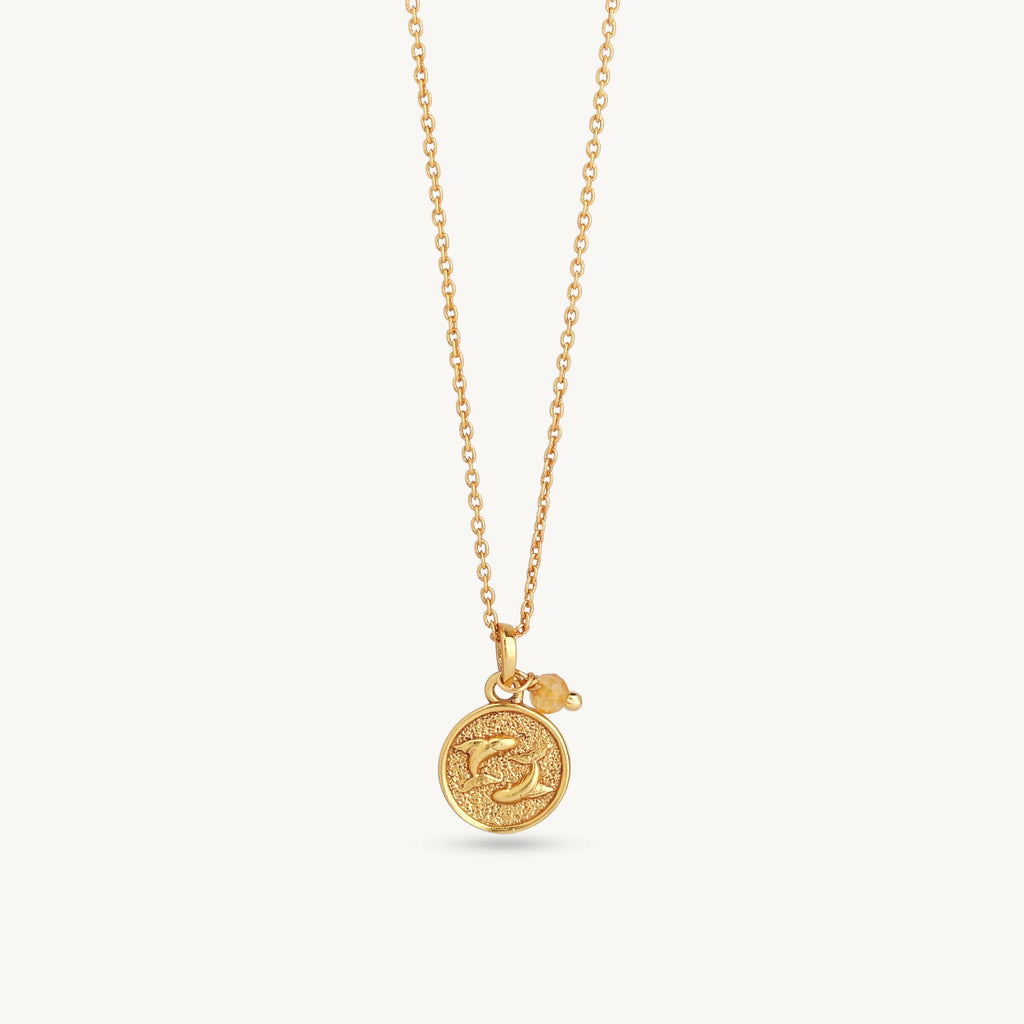 Gold Zodiac Sign Birthstone Necklace