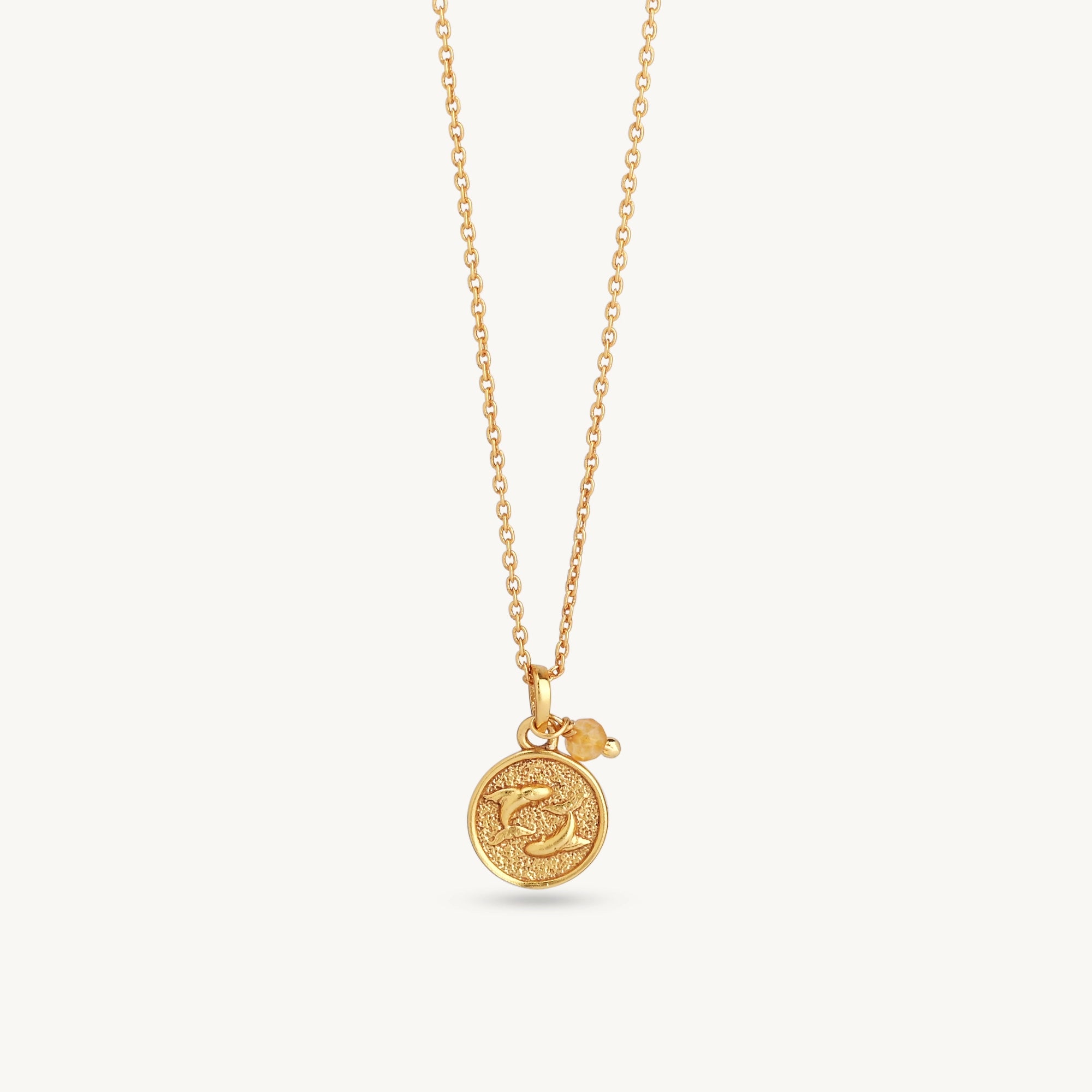 Gold Zodiac Sign Birthstone Necklace